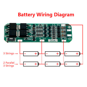 Carte de protection de charge pour batteries lithium 18650 (3 strings de 11.1V, 12V, 12.6V) avec courant de démarrage de 20A pour perceuse - Product Image 2