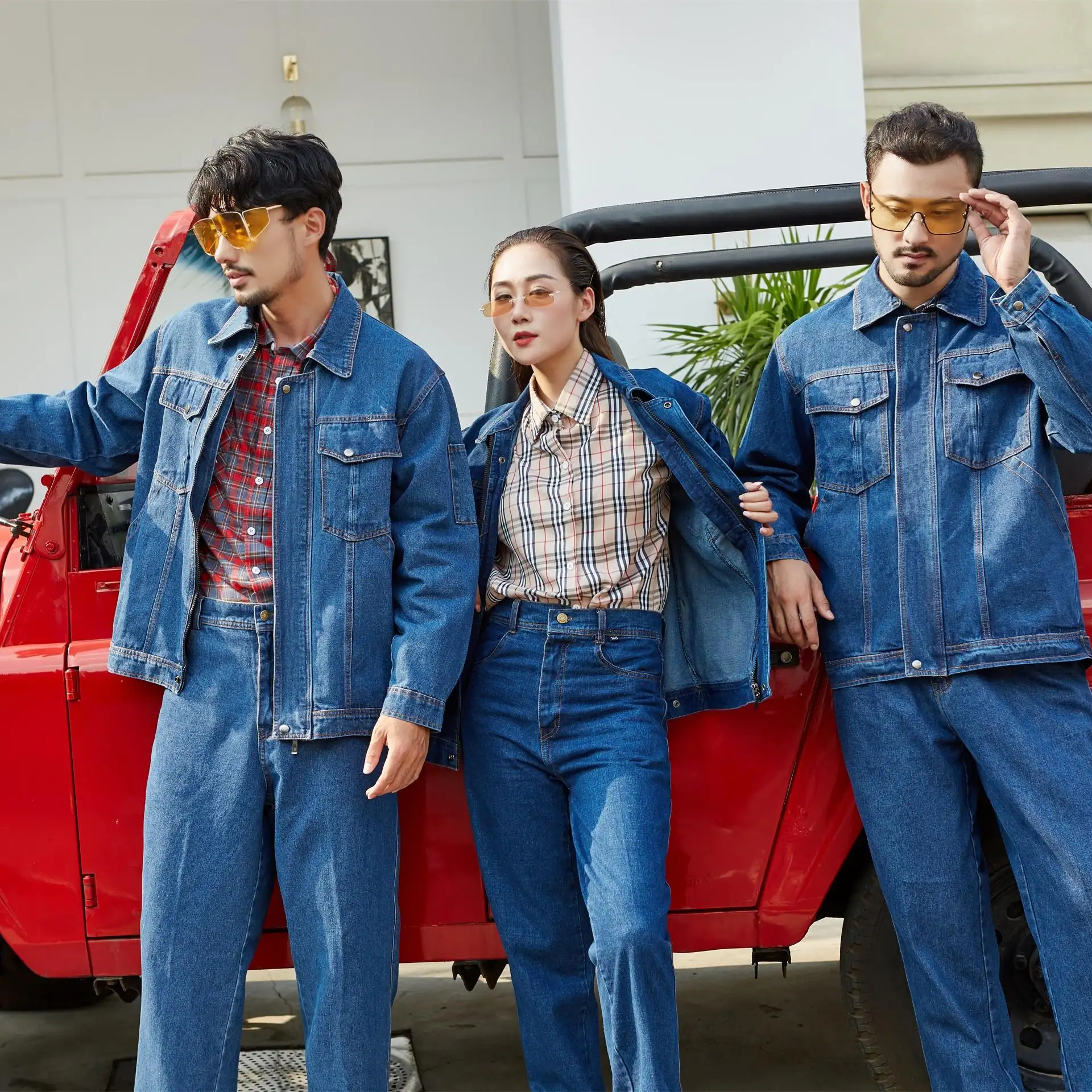 Roupas de trabalho resistentes à abrasão gerosas, uniforme cowboy, uniforme de trabalho em algodão