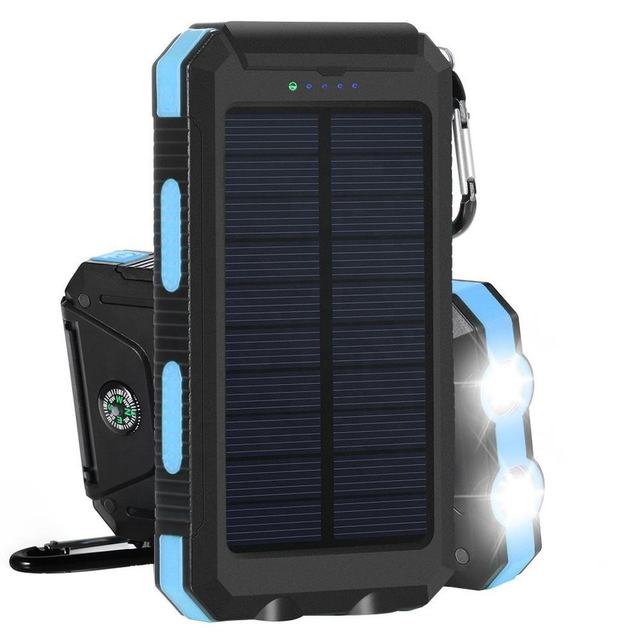 IP68 Waterproof Solar Power Bank Dual USB Port 10000mah Solar Charger with LED Light
