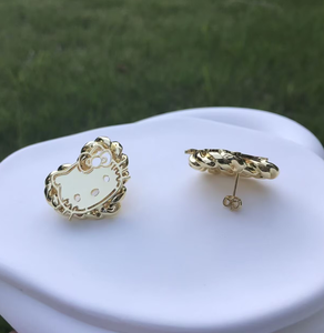 Custom Cartoon Cat Character Bamboo Hoop <b>Earrings</b> Women Trendy Stainless Steel Twist 18K Gold Plated Party Custom <b>Name</b> - Product Image 3