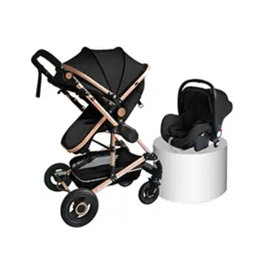 3 In 1 Leather Chinese Supplier New Model OEM Customized Frame Stroller Baby Trolley 4 Wheels For Newborn