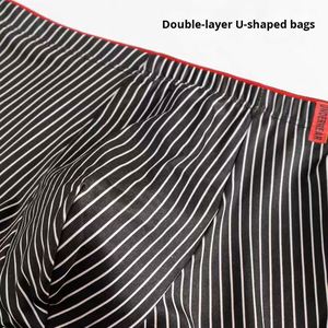 Caleçons de sport respirants en fibre de polyester tricotée à rayures, taille mi-haute, grande taille, lavables à la main pour hommes - Product Image 3