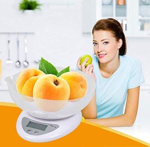 Balance de cuisine numérique électronique durable en plastique, alimentée par piles, avec écran LED, capacité 5 kg, haute précision 1g, avec plateau. - Product Image 4