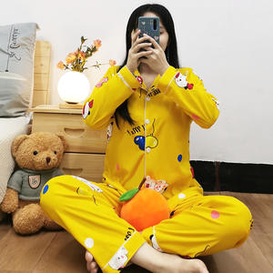 Vente directe pour le commerce extérieur, ODM, pyjama pour <span class=keywords><strong>femme</strong></span> respirant, printemps automne, col rabattu, cardigan ample, mignon, dessin animé, ananas - Product Image 6