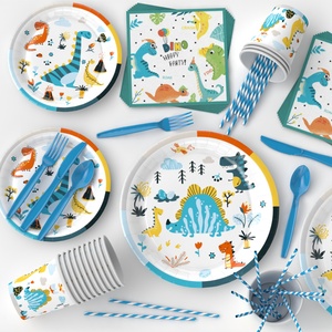 Dinosaurus verjaardagsbord en servet feestdecoratieset voor jongens en kinderen, verjaardagsdecoratie voor babyfeestjes - Product Image 4