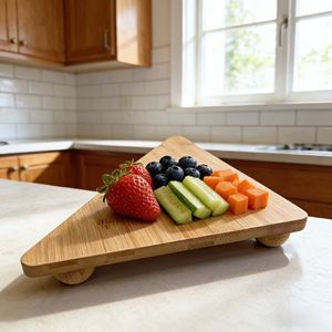 천연 대나무 원형 도마 (3개의 볼풋 포함) 내구성 & 친환경 다용도 주방 도마 및 서빙 플래터 - Product Image 2
