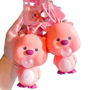 Wholesale Little Beaver blowing bubbles Creative Ruby model Kawaii keychain Office accessories Student gift squeeze toys