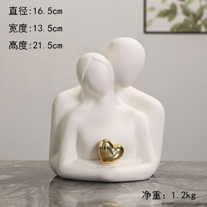Mini sculpture de couple en céramique Art Déco moderne, amoureux s'embrassant, noir et blanc, pour décoration de meuble TV, maison, chambre, fête, logo personnalisé - Product Image 6