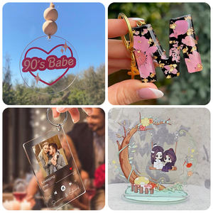 Plaque chanson personnalisée musique <span class=keywords><strong>Spotify</strong></span> acrylique Photo porte-clés arc-en-ciel en plastique breloque porte-clés acrylique vierge - Product Image 6