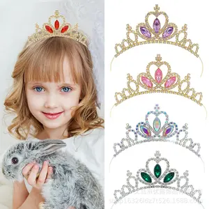 새로운 냉동 공주 왕관 티아라 소녀 생일 선물 헤어 액세서리 패션 머리띠 귀여운 아이샤 크라운