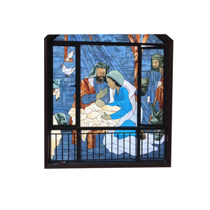 Panel <span class=keywords><strong>de</strong></span> Vidrio Artesanal con Diseño <span class=keywords><strong>de</strong></span> Iglesia, Arco, Sacerdote, Ángel y Monja, Vidrio Figurado Impreso y Soldado - Product Image 4