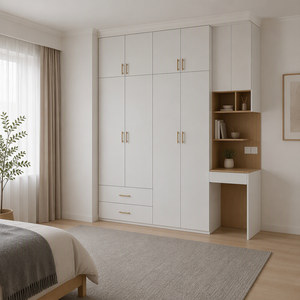<span class=keywords><strong>Armadio</strong></span> Moderno in Legno Personalizzato per Camera da Letto con Porta in Vetro e Ripiani Regolabili, Design Autoportante per Uso Domestico - Product Image 1