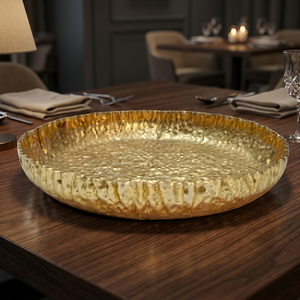 Plato Decorativo Redondo de Metal Dorado, Hecho a Mano, Estilo Glam, para Fiestas - Product Image 2