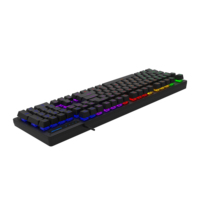 Clavier de jeu mécanique filaire USB à 104 touches avec éclairage LED, en plastique ABS, interrupteurs bleus, personnalisable en anglais, couleur personnalisable, directement de l'usine