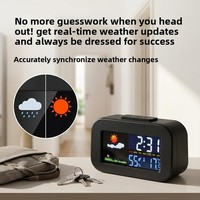 YAOQIU YQ-2256 Horloge météo multifonctionnelle de bureau avec écran couleur, calendrier perpétuel, affichage de la température et de l'humidité, horloge intelligente