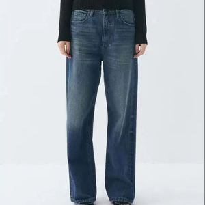 Unisex Giữa Tăng Baggy Mẹ Denim Jeans ODM OEM Cổ Điển In Thẳng Chân Thêu Cao Nút Đinh Tán Bông Unisex Người Đàn Ông Phụ Nữ - Product Image 1