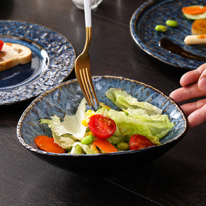Nouvel ensemble de vaisselle jetable en céramique au design végétal moderne pour hôtels et restaurants - Comprend un saladier profond, une assiette à steak et une assiette en forme de chapeau de paille - Product Image 3