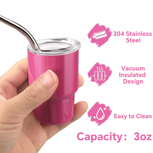 Custom 3oz Mini Stainless Steel Sublimation Tumbler with Lid and Straw <b>Insulated</b> Party Use Dishwasher & Microwave Safe - Product Image 5