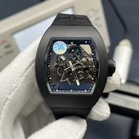 Montre mécanique automatique pour homme, design nocturne, entièrement noire, aspect carbone, squelette, étanche, lumineuse, sportive, tendance