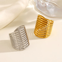 Trendige Mehrschichtige Edelstahl-Ringe im Chunky-Stil, Minimalistische Geometrische Vergoldete Ringe für Frauen, Jubiläums- und Hochzeitsgeschenke