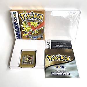 Cartouche de jeu vidéo USA Battery Save Pokemoned Silver Crystal Gold Red Yellow Blue Metallic Foil Finish Box Tray Manual pour GBC - Product Image 1