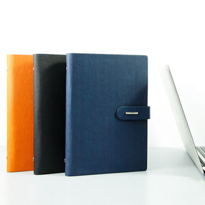 Ejecutivo de negocios de cuero PU de tapa blanda con cuadernos de bolsillo trasero para estudiantes Botón de metal estampado plateado - Product Image 1