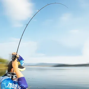 Vente en gros de canne à pêche au leurre en fibre de carbone longue canne à pêche et moulinet de coulée combo complet