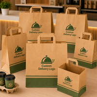 Sac en papier kraft pour aliments, sac de transport en papier kraft brun, service de livraison de nourriture, distributeur, approvisionnement en gros pour restaurants et cafés