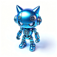 Figur Robot PVC Kustom OEM Warna Biru, Boneka Gaya Cyberpunk Cetakan Injeksi untuk Koleksi & Dekorasi Meja