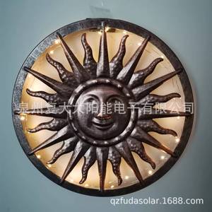 Lampe murale solaire en fer forgé, décoration circulaire avec rétroéclairage, décoration pour la maison - Product Image 2