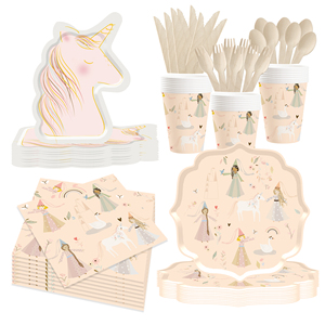 DAMAI Nouveau Design Ensemble de Vaisselle et Assiettes en Carton pour Fête d'Anniversaire Thème Licorne pour Enfants, Pack de Faveurs et Articles de Fête Ludiques - Product Image 1