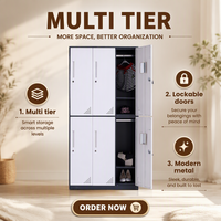 Armoire scolaire moderne en acier à 6 portes, casier de vestiaire métallique pour salle de sport, armoire de rangement durable pour appartement et atelier