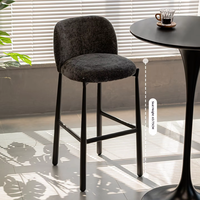 Tabouret de bar moderne de luxe nordique en tissu, avec dossier rembourré confortable, pour îlot de cuisine ou comptoir de restaurant