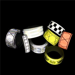 Lianxing fluorescent orange blanc argent <span class=keywords><strong>jaune</strong></span> coloré cousu sur ruban de sangle micro prismatique en pvc <span class=keywords><strong>rétro</strong></span> réfléchissant pour vêtement - Product Image 4