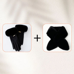 Ensemble écharpe et gants chauds d'hiver pour femmes, en polyester/coton, couleur unie, pour l'extérieur, marque DSX, modèle DSXSET - Product Image 1