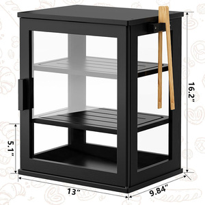 Boîte de rangement à double couche en bambou avec panneau acrylique pour comptoir de cuisine, pâtisseries, biscuits et aliments - Product Image 2