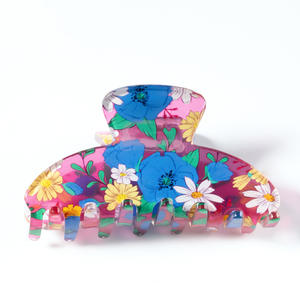 Pinces à cheveux de haute qualité en gros, grandes, style rétro, motif requin avec motif floral simple, pinces à cheveux style rétro doux - Product Image 5