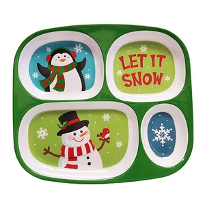 Plato navideño <span class=keywords><strong>de</strong></span> <span class=keywords><strong>melamina</strong></span> para niños, 4 secciones - Product Image 1