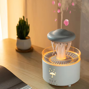 Chất lượng cao ô hình dạng giọt mưa hương liệu độ ẩm 7 màu <span class=keywords><strong>LED</strong></span> đêm Đèn xách tay mini hương thơm núi lửa khuếch tán - Product Image 3