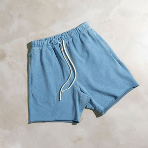 Pantalones Cortos de Algodón <span class=keywords><strong>100</strong></span>% Pesado, Estilo Urbano Vintage, Dobladillo Desgastado, Lavado Ácido para Hombre - Product Image 5