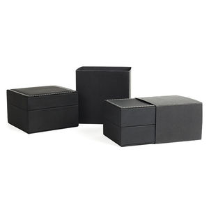 PU Leather <b>Watch</b> Box Single <b>Watch</b> Storage <b>Case</b> Rectangle Black Jewelry Packaging Display Gift Box - Product Image 2