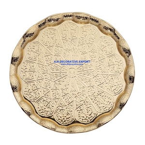 ถาดเสิร์ฟบนโต๊ะโมร็อกโกทรงกลม,สำหรับโต๊ะงานแต่งงานจานจานโต๊ะขนาดใหญ่อลูมิเนียมหล่อโลหะ - Product Image 4