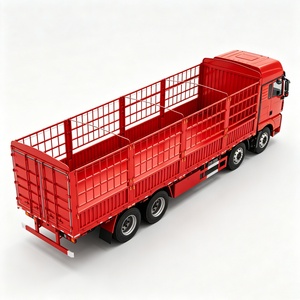 Semi-remorque à plateau à ridelles en acier rouge robuste à 3 essieux avec une capacité de charge de 80 à 100 tonnes pour le transport de marchandises et de bétail - Product Image 6