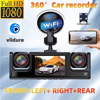 Caméra de tableau de bord de voiture 4 objectifs avec vision nocturne 360°, enregistrement en boucle, écran IPS 1080p, télécommande, ajustement universel, garantie 1 an