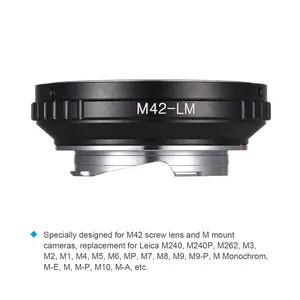 M42-lm anel adaptador de lente de câmera, para m42 parafuso montagem de lente para leica câmera m240 m240p m262 m3 m2 m1 m4 m5 m6 mp m7 m8 m9 M9-P