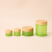Pot en verre cosmétique de luxe 5g 30g 50g 100g pour crème, bouteille de beurre corporel avec bouchon à vis, conteneur en verre dépoli vert pour soins de la peau