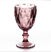 Verre à vin rouge épais de 10 oz, couleur originale, motif diamant en relief, style vintage, marque FJ, durable, vente en gros