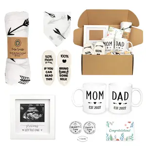 Pregnancy Gifts for New Parents Est 2023- New Mom Gifts Basket for Pregnancy Announcement, Baby Shower - Mom & Dad Mugs