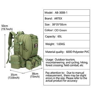 Sac à dos tactique personnalisé pour homme, module extérieur, mochila taticas, sacs de randonnée 50L, sacs à dos tactiques en Oxford pour homme - Product Image 2