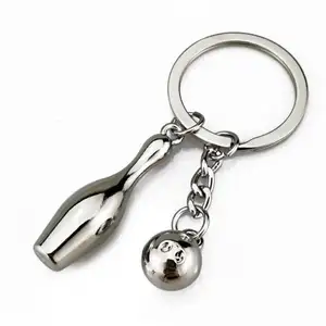 Mô Phỏng Bowling Keychain 3D Bóng Chai Quyến Rũ Quà Tặng Khuyến Mãi Cho Việc Mở Các Câu Lạc Bộ Bowling Lưu Niệm Kim Loại Keyring